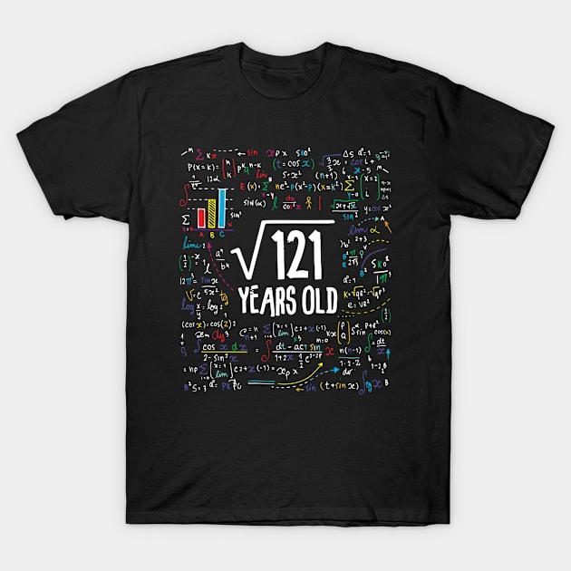 Square Root Of 121 11th Birthday 11 Year Old Gifts Math T-Shirt by Kerin